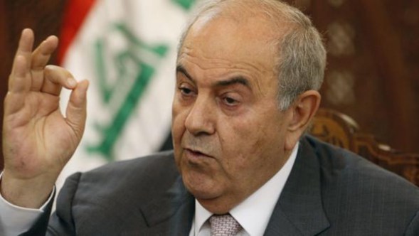Former Iraqi Prime Minister Ayad Allawi speaks during an interview with Reuters in Baghdad, April 20, 2014. For Prime Minister Nouri al Maliki, a politician who saw himself as the one who rescued Iraq from civil war in the last decade, the current state of affairs amounts to a stunning reversal of fortune as Islamic State of Iraq and the Levant (ISIL) fighters inch towards the capital and Shiite militias he vanquished assert their influence again. Picture taken April 20, 2014. REUTERS/Thaier al-Sudani (IRAQ - Tags: POLITICS ELECTIONS) - RTR3MZCW