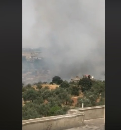 اصابة 4 افراد دفاع مدني خلال اخماد حريق ببساتين أبدر ..فيديو