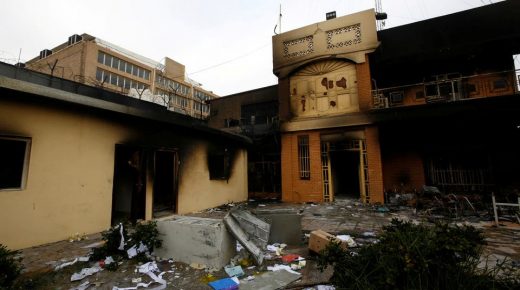 احراق القنصلية الايرانية في النجف للمرة الثالثة