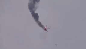 سقوط حوامة للجيش السوري بصاروخ معادي ..فيديو