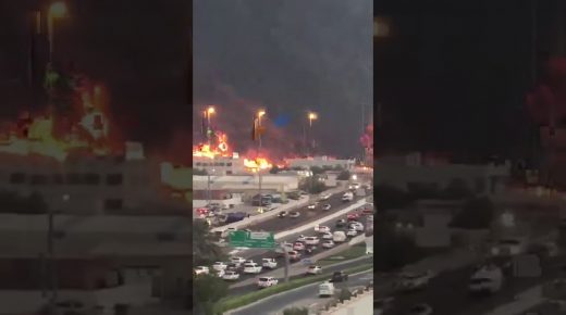 عاجل .. حريق ضخم يلتهم سوق الخضار في دبي