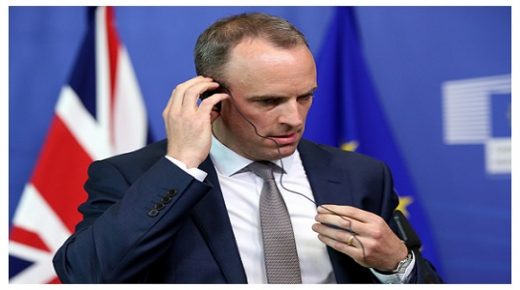 BRUSSELS, BELGIUM - AUGUST 31: Britain's Brexit Secretary Dominic Raab and EU Chief Brexit Negotiator Michel Barnier (not seen) hold a joint press conference at the European Commission in Brussels on August 31, 2018. (Photo by Dursun Aydemir/Anadolu Agency/Getty Images)