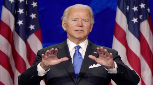 epa08615688 A framegrab from the Democratic National Convention Committee livestream showing Joe Biden speaking during the final night of the 2020 Democratic National Convention (DNC) in Milwaukee, Wisconsin, USA, 20 August 2020. The convention, which was expected to draw 50,000 people to the city, is now taking place virtually due to coronavirus pandemic concerns. EPA-EFE/DNCC