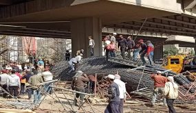 بالفيديو … ثاني إنهيار خلال ٢٤  بمصر ” انهيار بجسر تحت الإنشاء “
