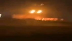 بالفيديو ..لحظة سقوط صاروخ على مطار أربيل