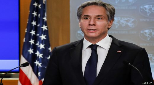 US Secretary of State Antony Blinken addresses reporters during his first press briefing at the State Department in Washington, DC, on January 27, 2021. (Photo by CARLOS BARRIA / POOL / AFP)