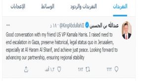 الملك يؤكد ضرورة الحفاظ على الوضع التاريخي والقانوني القائم في القدس