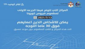 الصحة تُحدد مراكز جديدة لتطعيم الجرعة الأولى لمن تجاوزا سن الـ30 ..اسماء