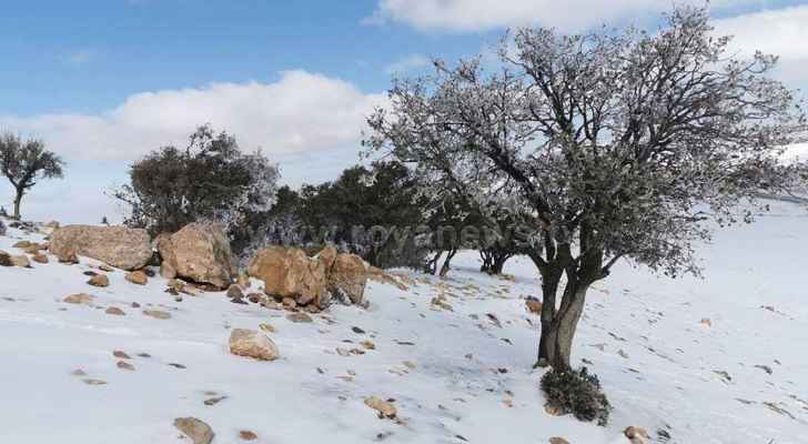 اجواء باردة جدًا وتراكم الثلوج فوق القمم العالية