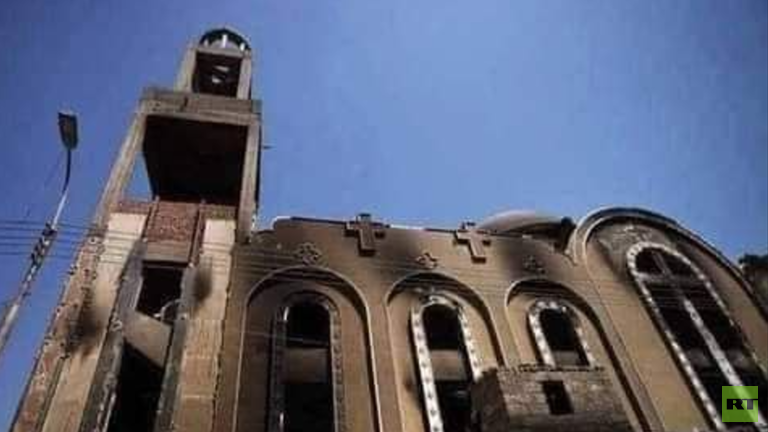 الحريق بالفيديوهات والصور .. حصيلة حريق كنيسة قبطية 41 وفاة و 14 اصابة