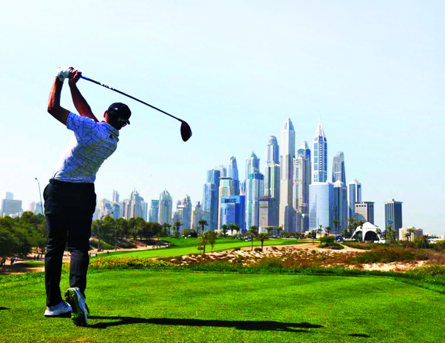 Sergio Garcia of Spain competes during the first day of the Dubai Desert Classic at the Emirates Golf Club in Dubai on January 27, 2022. (Photo by GIUSEPPE CACACE / AFP)